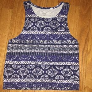 Blue and white crop top